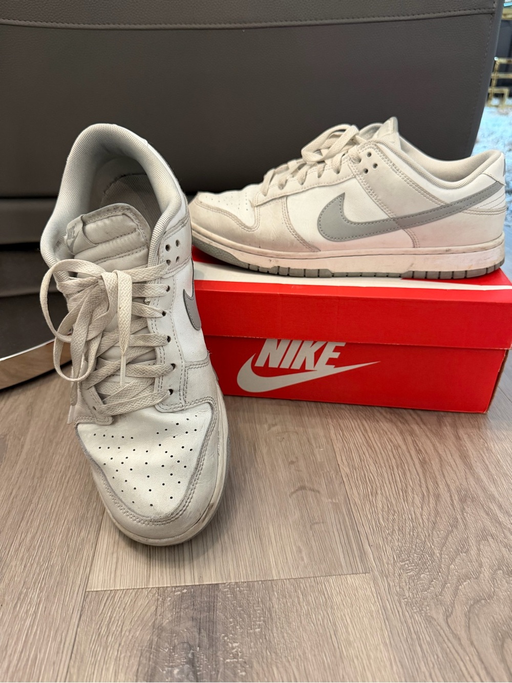 Nike Dunk Low Sneakers - Light Gray and White